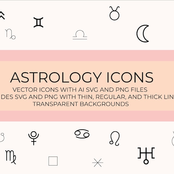 astrology icons adjustable stroke astrology glyphs planet glyphs planet symbols asteroids minor aspects major aspects zodiac signs