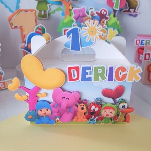 Boîte cadeau Pocoyo pour décorations de fête, fête d'anniversaire Pocoyo, boîte cadeau personnalisée, bonbonnière Pocoyo, boîtes Pocoyo à pignon