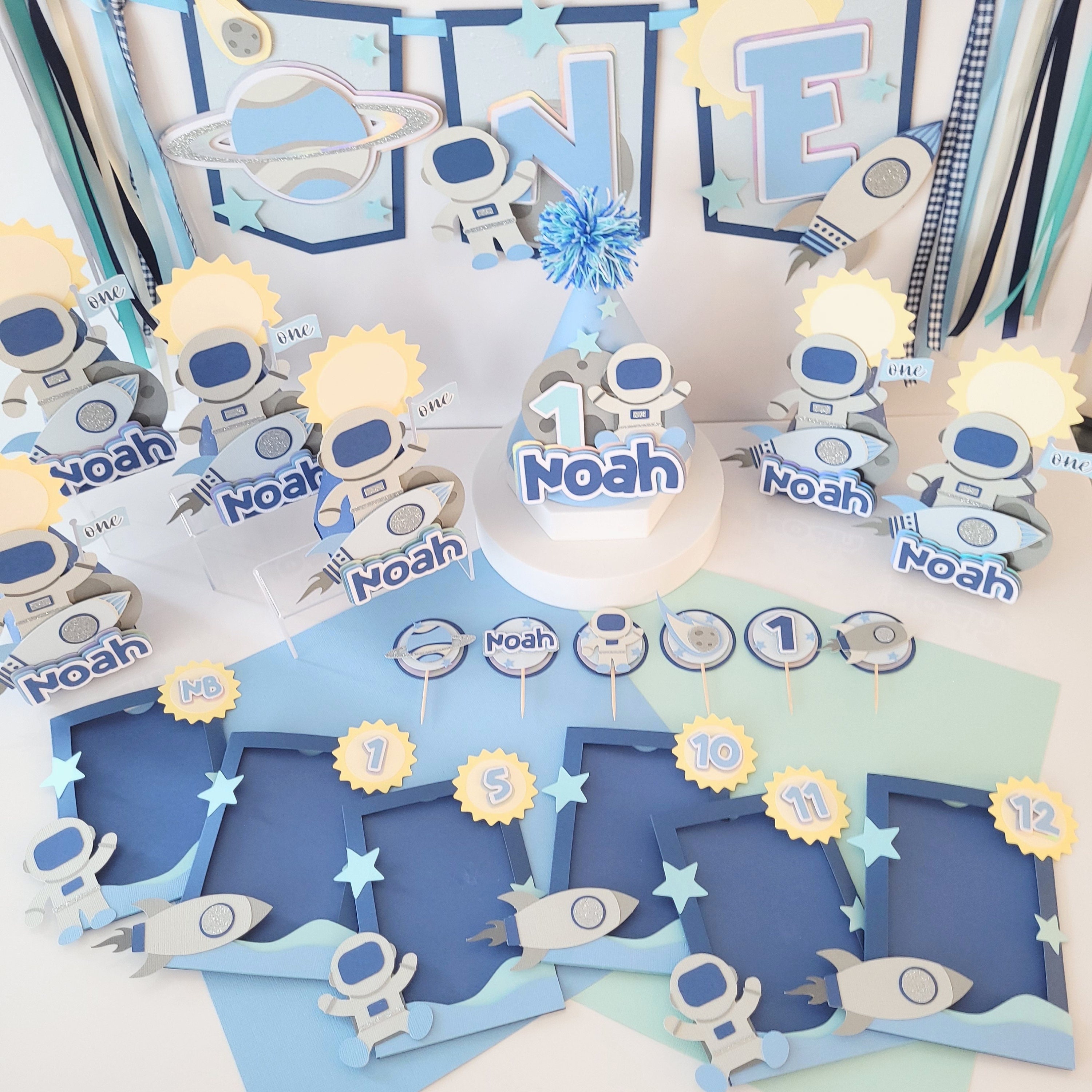Set Decorazioni 1° Compleanno A Tema Spaziale – 20 Pezzi – Palloncini, Striscione E Sfondo - 2