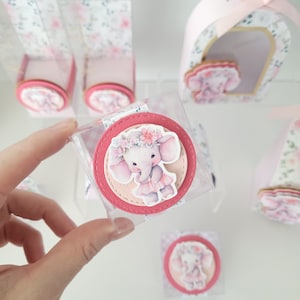 Personalized Baby Shower Favor Boxes: Pink Elephant Candy Gift