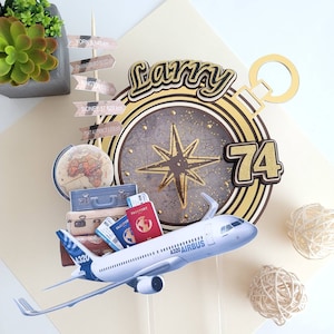 Travel Birthday Cake Topper, Travel Party Decorations, Personalized cake topper, Travel birthday, Travel Theme Party Decor, Vacation Theme
