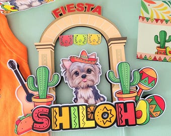 Personalized Fiesta Cake Topper: Mexican Theme Party Decoration