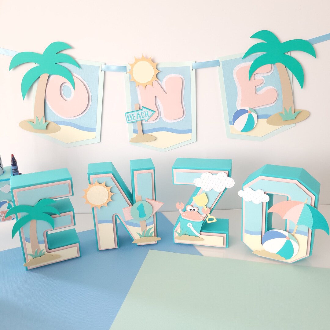 Beach Theme 3D Letter: Personalized Birthday Party Decor - Etsy