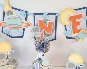 Space One High Chair Banner: First Trip Around the Sun Birthday