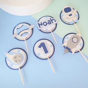 Space Cupcake Toppers: First Trip Around the Sun, Rocket Birthday