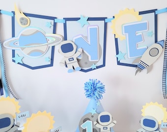 Space One High Chair Banner: First Birthday Decorations