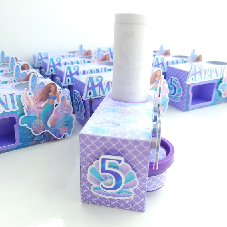 Personalized Mermaid Birthday Party Favor Boxes: Play-doh & Crayons - Etsy