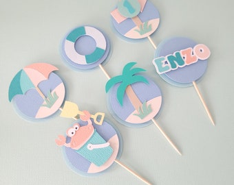 Decorazioni per feste sottomarine forniture per feste di compleanno include sottomarino Happy Birthday Banner Cupcake Topper Topper per torta palloncini per feste a tema oceano decorazioni per baby