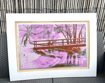 Original Vintage Hand Signed Max Epstein Lithograph ‘ The Bridge’