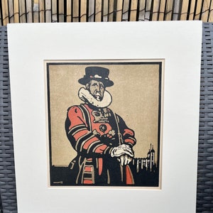 Britischer Künstler William Nicholson Beefeater Original Lithographie aus london Type Seies