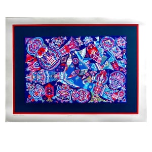 Hand Signed Large Vintage Screen Print Samuel Ackerman (Ukrainian - French - Israeli) Contemporary Abstract artist