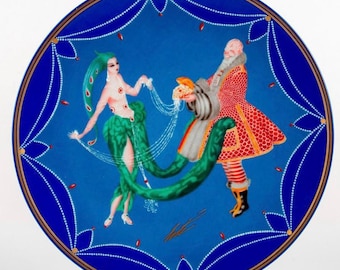 Original Vintage Erte Hibel Studio Collector Plate, ‘Father Christmas’