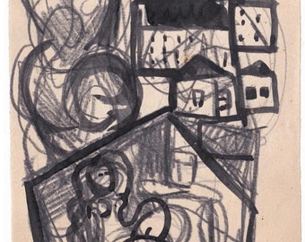 Original Rare Vintage Leo Roth Pencil and Ink on Paper ‘Untitled’