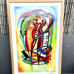 Original handsignierte Seriolithographie Alfred Alexander Gockel &#39;Rhythm in the Tropics&#39;