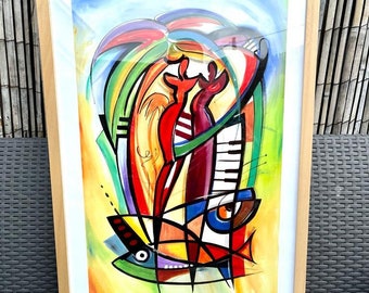 Original Hand Signed Seriolithograph Alfred Alexander Gockel ‘Rhythm in the Tropics’