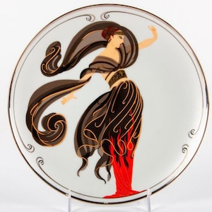 Original Vintage Franklin Mint House of Erte Collector Plate, ‘Flames of Love’