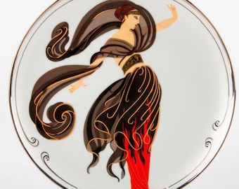 Original Vintage Franklin Mint House of Erte Collector Plate, ‘Flames of Love’