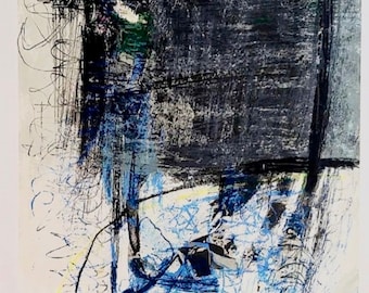 Hand Signed Large Zvi Mairovich Israeli Polish Original Abstract/ Contemporary 1960s Lithograph