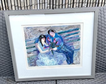 Original Very Rare Vintage Hand Signed Barbara A Wood Lithograph ‘First Love’