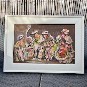 Original Vintage Mixed Media Gemälde Zoltan Perlmutter (ungarisch/ kanadisch) &#39;Klezmer&#39;