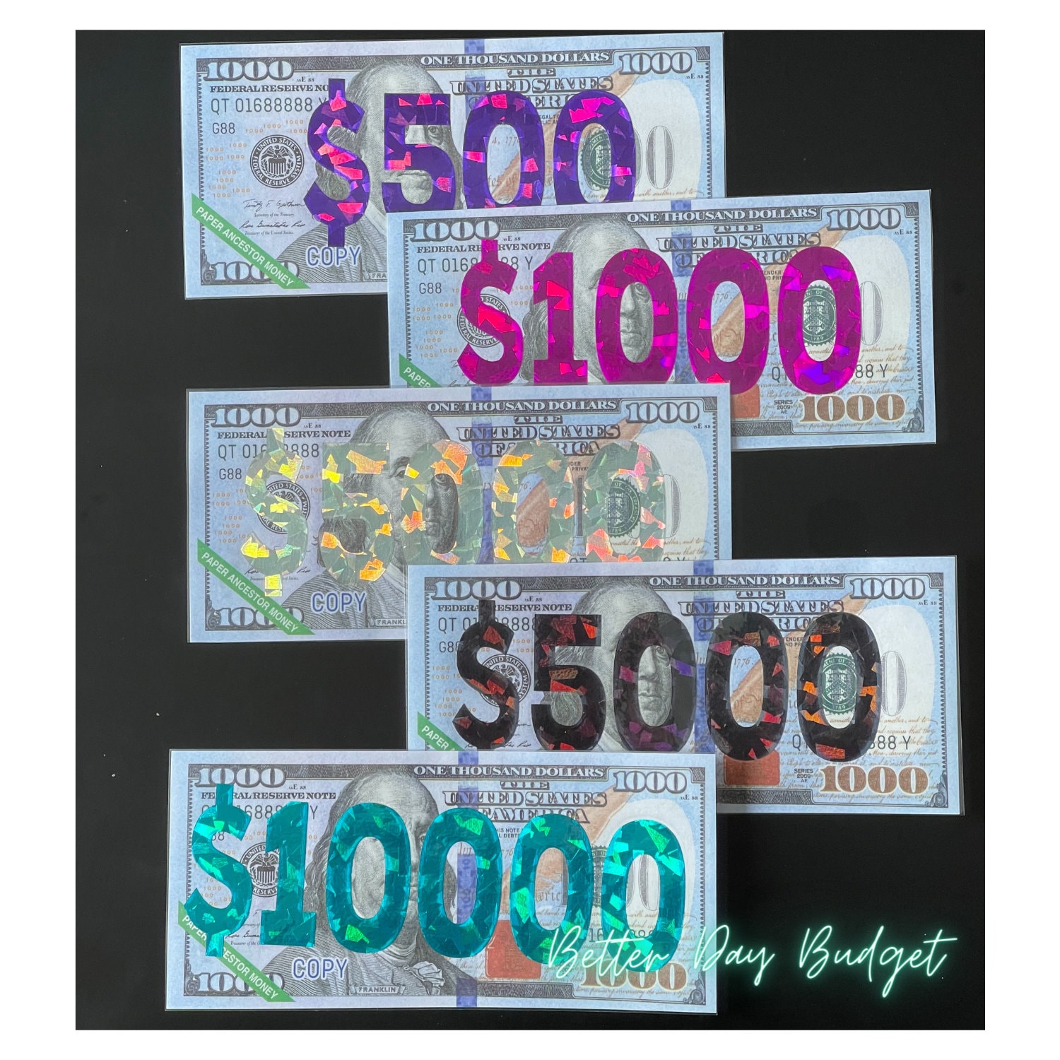 500 Dollar Place Holder 1000 Dollar Placeholder 5000 Dollar Placeholder 10000 Dollar Placeholder