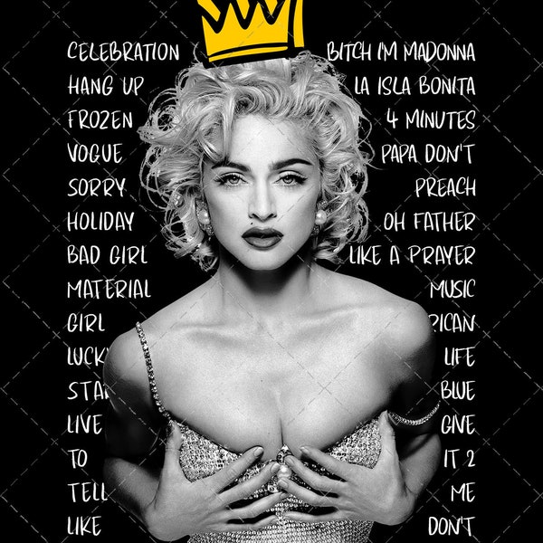 Madonna PNG, File Digital Tour 2024 The Celebration, Madonna Tour Instant Download, Madonna Retro Vintage PNG