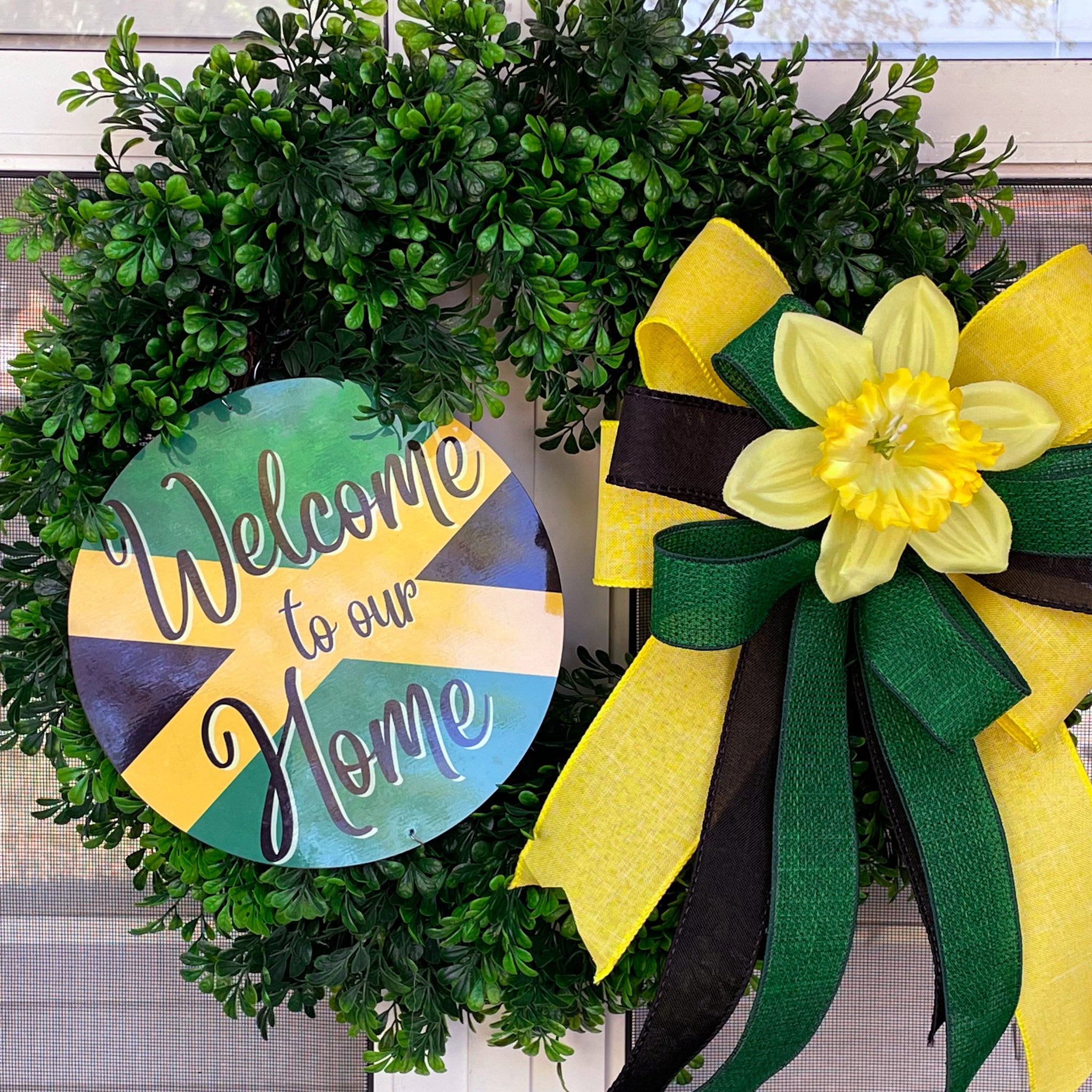 Wreath Sign Jamaican American Heritage Decor Wreath Etsy