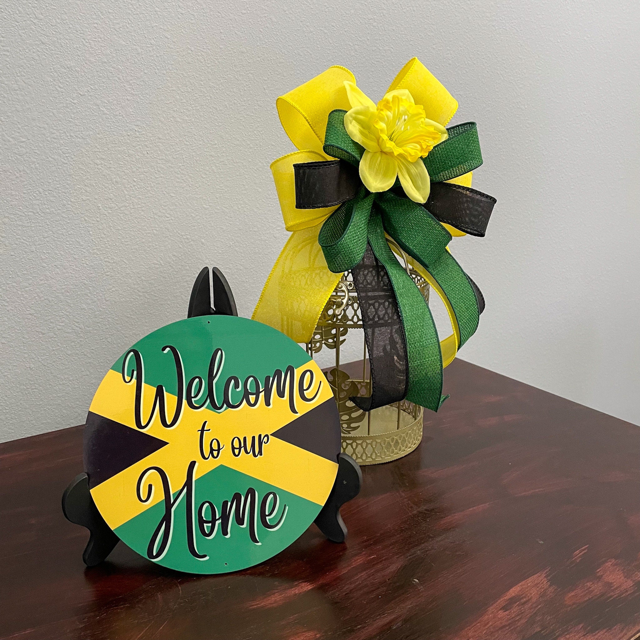 Wreath Sign, Jamaican American Heritage Decor, Wreath