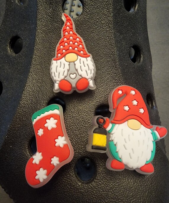 Croc Shoe Charms Christmas Gnomes Stocking Red Green Etsy