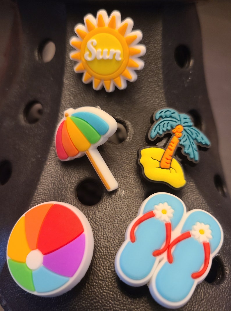 Croc Shoe Charms PVC Charms Sun Palm Tree Beach Vacation Etsy