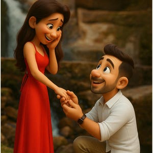 Custom Engagement Cartoon Portrait | Pixar Style Proposal Illustration | Digital Couple Art Gift from Photo