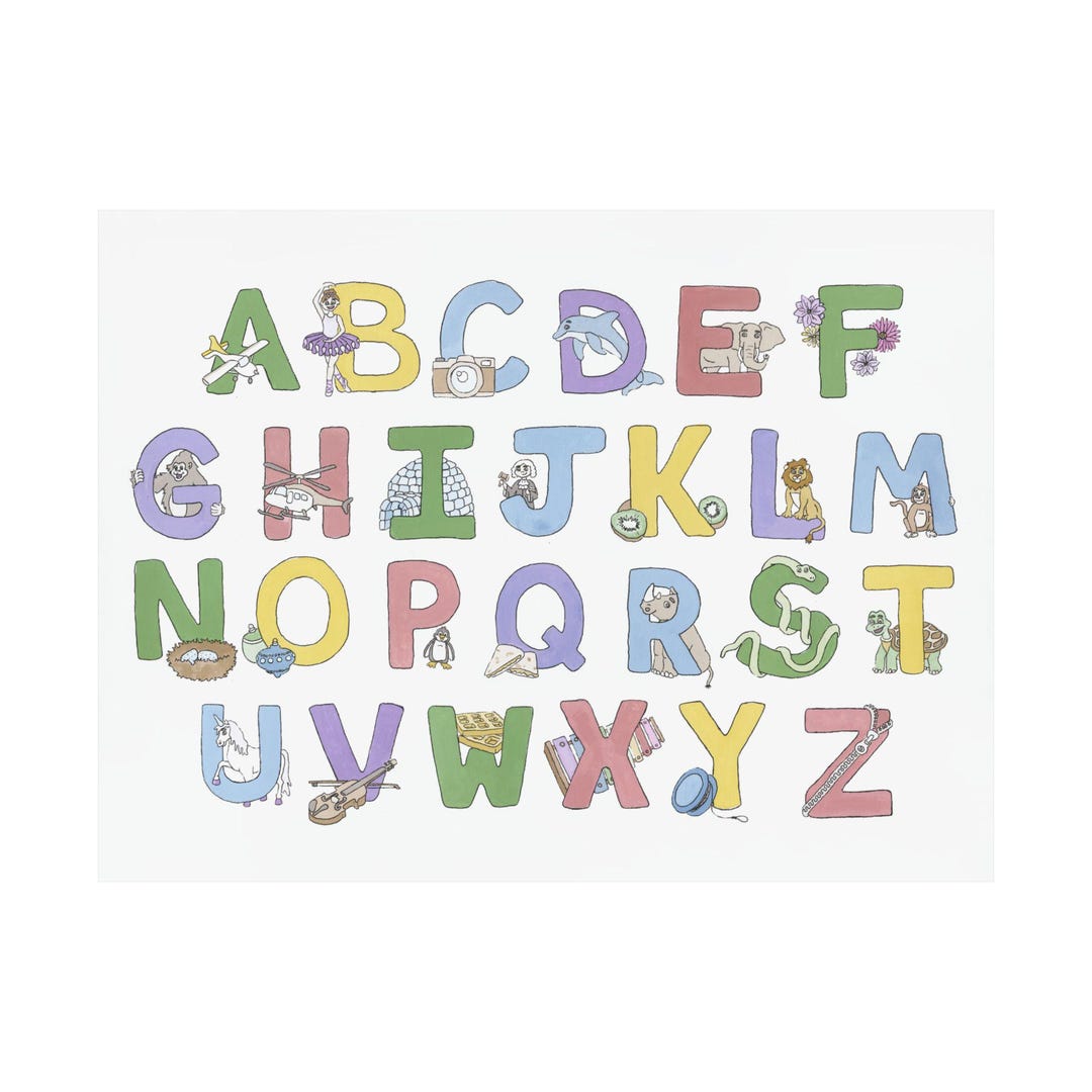 Nursery Alphabet Artwork LARGE Prints / Kids Room Painting / Letter Art ...