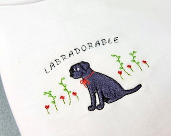 cute embroidered Labrador dog woman's T-shirt