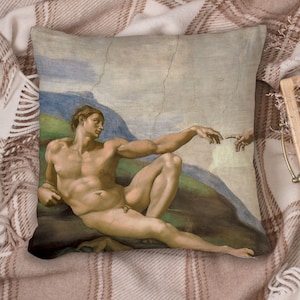 La creazione di Adam Double Side Cushion Cover, Michelangelo Pillow Case