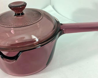 Vintage Corning Ware Visions Cranberry Saucenpfanne Deckel Ausgießer 1 Liter Pyrex Cover