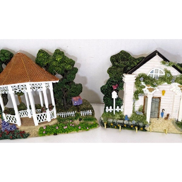 Ceramic Stone Wall Sculpture and Key Holder Gazebo and Cottage