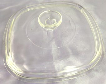 Vintage Pyrex Corning Ware A-9-C quadratischer Ersatzdeckel Nur Klarglas