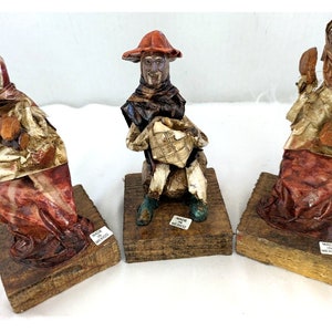 Stare ręcznie robione meksykańskie figurki ludowe papier mache lalki ludzie partia 3