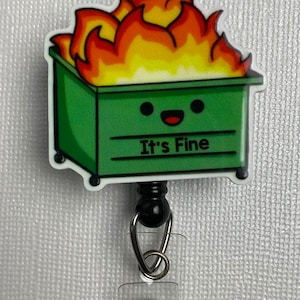 Dumpster Fire Badge Reel Nurse Badge Reel, Badge Reel, Breakaway Lanyard, ID Holder, Teacher Lanyard, Retractable Badge Reel, Cute Badge