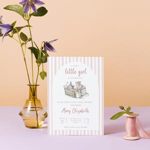 Carte d'invitation pour baby shower avec papaverina et petites souris de Brambly Hedge pour future maman
