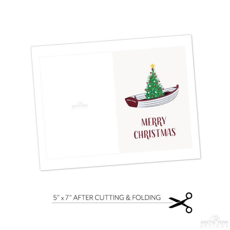 Boat Christmas Card, Rowing Boat Christmas Card, Boat Christmas Tree