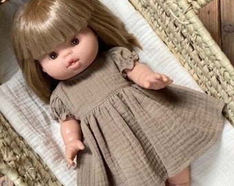 Robe en mousseline pour poupée Paola Reina, Minikane 34 cm, beige