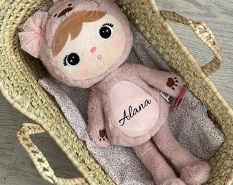 Metoo Teddybärpuppe mit dem Namen des Kindes, Plüsch Metoo Puppe Bär rosa mit Namen