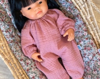 Pyjama en mousseline pour poupée Miniland, 38 cm, rose chiné
