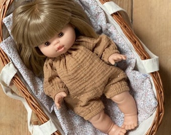 Paola Reina doll clothes, Minikane 34 and Miniland 38 cm caramel rampers with golden dots