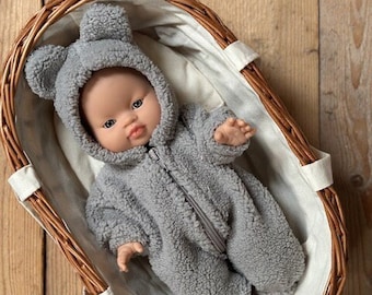 Gigoteuse d'hiver pour poupée Minikane, Paola Reina 34 cm Ours en peluche gris