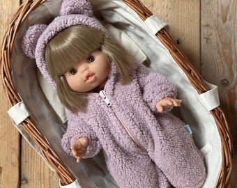 Gigoteuse d'hiver pour poupée Minikane, Paola Reina, 34 cm, Ours en peluche, rose sale