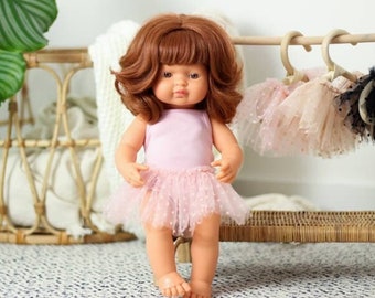 Costume de ballerine pour poupée Miniland 38 cm Rose : Body + jupe tutu / tenue de ballerine