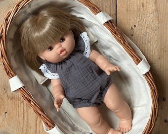 Body para muñeca Paola Reina, Minikane 34 cm, muselina con encaje, gris