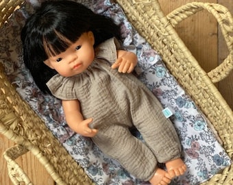 Mono para muñeca Miniland 38 cm natural con lunares dorados, Mono para muñeca Miniland 38 cm natural con lunares dorados